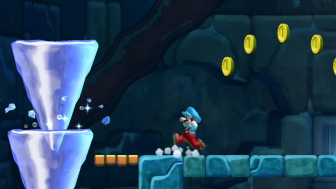 Frosted Glacier-Tower Fortress Freezing Rain Tower (All Star Coins) New Super Mario Bros U Deluxe