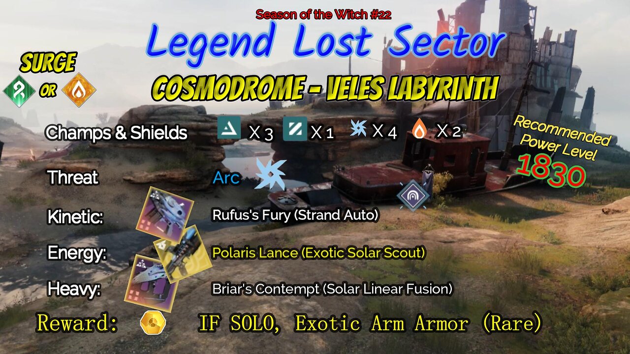 Destiny 2 Legend Lost Sector: Cosmodrome - Veles Labyrinth on my Strand Titan 10-3-23
