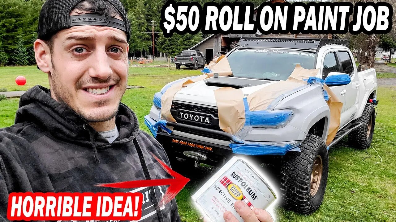 $50 Paint Job on $50,000 Toyota Tacoma. Roll on Rustoleum Professional results?