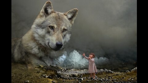 Wolf and child team up a rare sight