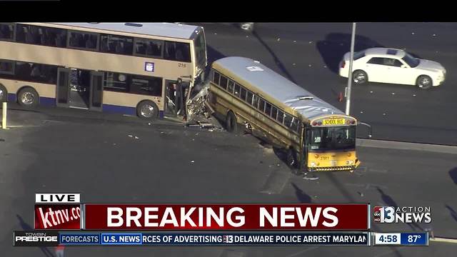 City bus and school bus crash near Karen and Eastern