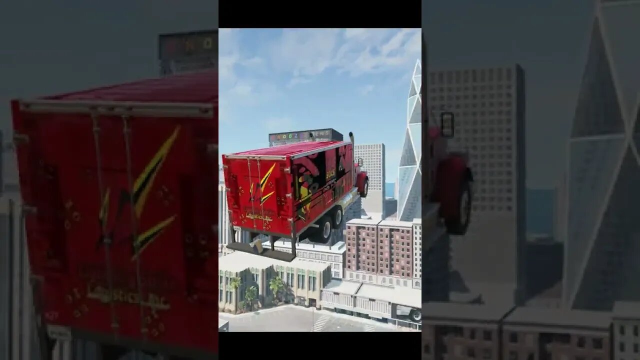 TruckFails | Truck jumping in the city - Experiment #Shorts #5 | BeamNG.Drive |TrucksFails