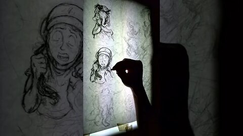 Charcoal art for 3 comic panels