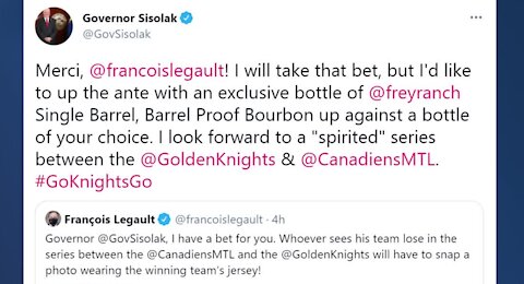 Gov. Sisolak makes friendly Golden Knights bet