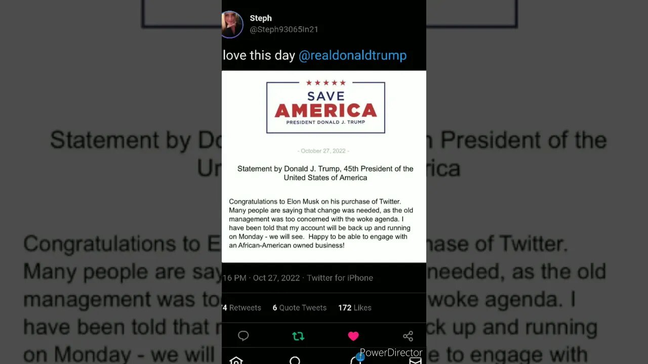 Donald Trump says he will be back on Twitter on Monday Oct 31 2022