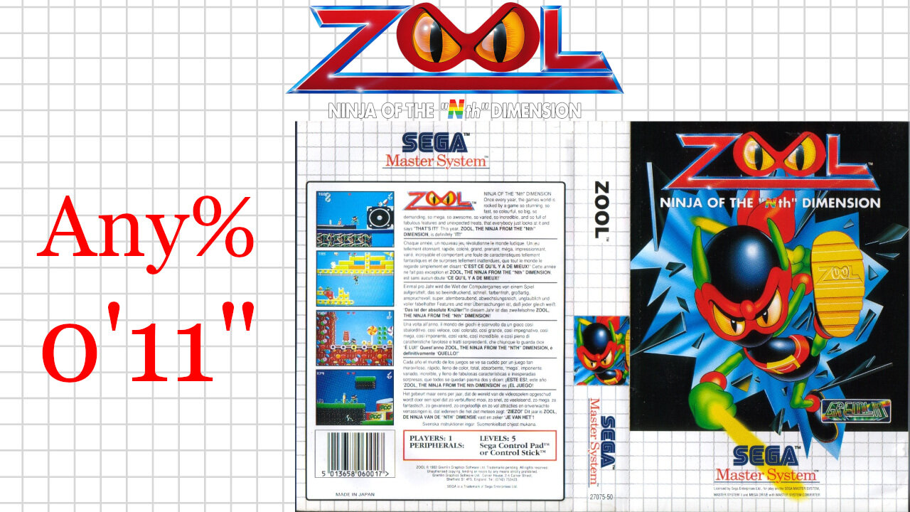 Zool [SMS] Any% [0'11"967] 49th place | SEGA Master System