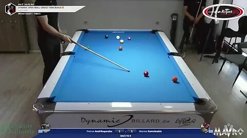 Marios Komninakis vs Petros Andrikopoulos at 8ball Billiard Club at Argos 9ball Open July 2023