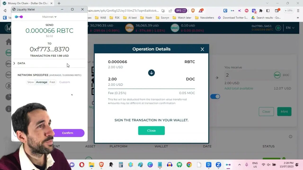 How to Mint Doc in Money on Chain