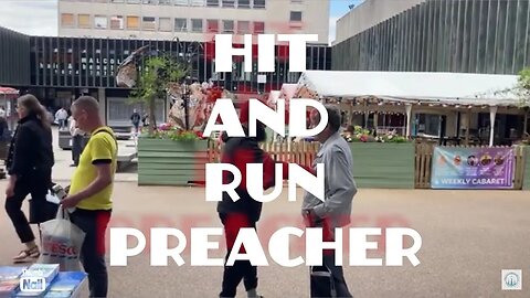 Preacher is camera shy! Preach and run.