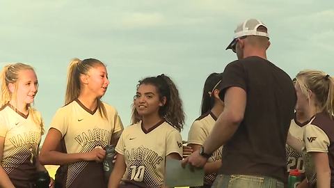 Vallivue girls soccer team honors Brent the farmer in their final home game