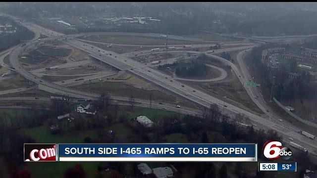 I-465 ramps to I-65 reopen on Indianapolis' south side