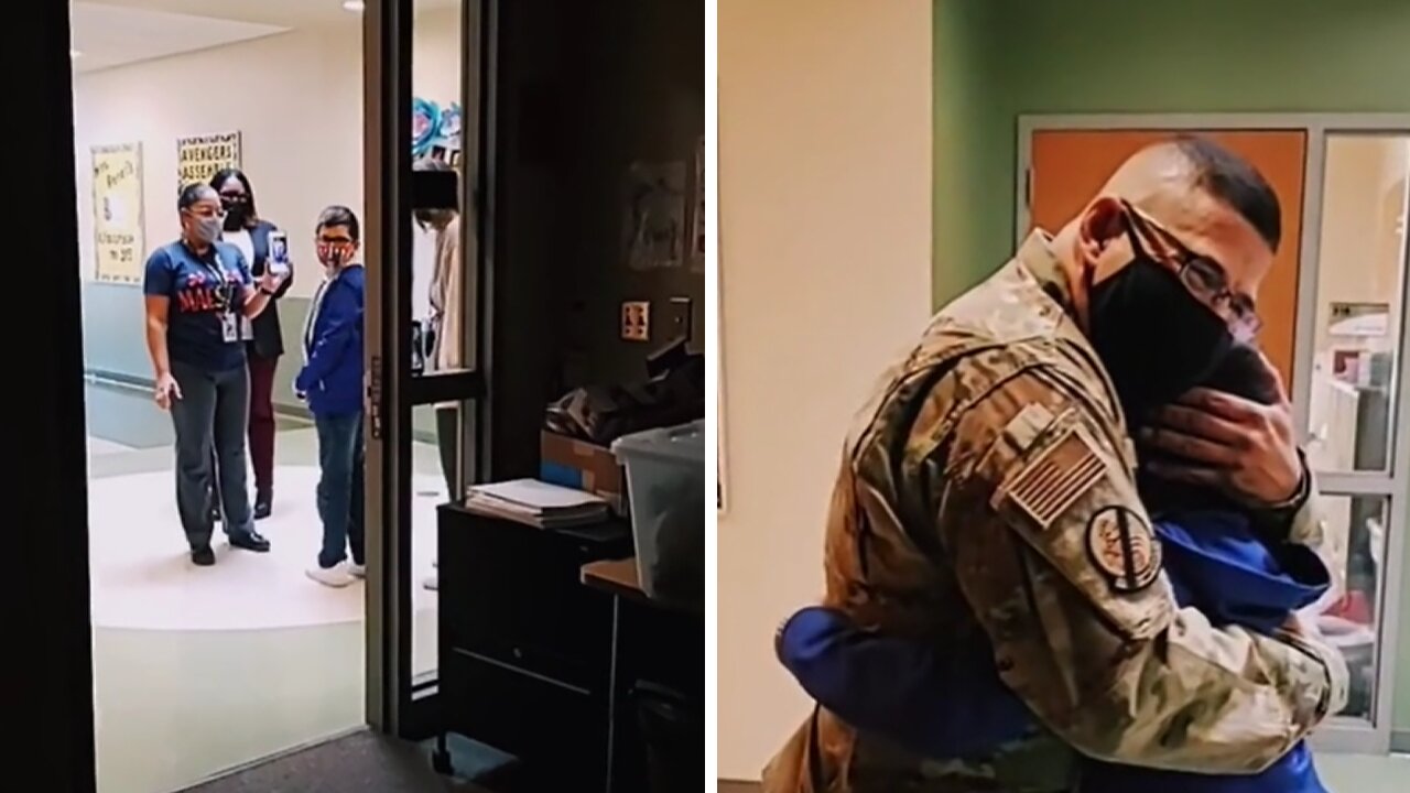 Military Dad Surprises Son At School In Emotional Reunion