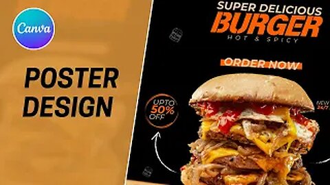 Burger food social media banner design in Canva l easy canva l Canva tutorial