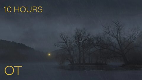 Moody Stormy Night on a Winter Lake | Thunder & Rain Sounds Ambience | Relax | Study | Sleep |