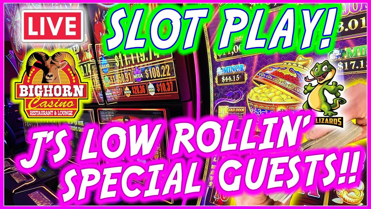 🔴 LIVE SLOT PLAY! J'S LOW ROLLIN' WEDNESDAY! SPECIAL GUESTS! JACKPOTS! EPISODE 11! BIGHORN CASINO