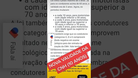 NOVOS PRAZOS DE VALIDADE DA CNH