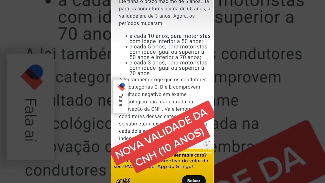 NOVOS PRAZOS DE VALIDADE DA CNH