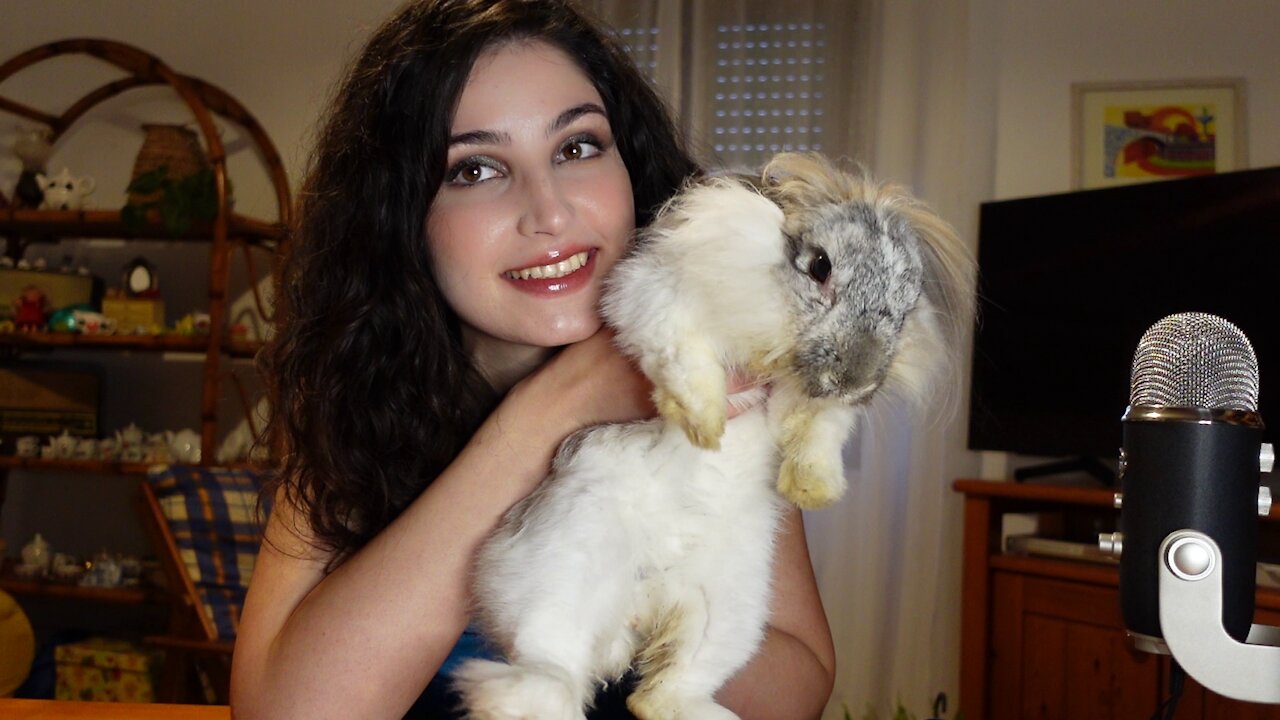 RABBIT CUDDLES ASMR (whispering, bunny care, pet brushing, rabbit sounds)
