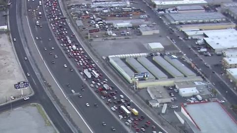 3 car crash causing traffic on I-15, near Sahara