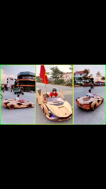 Wooden Lamborghini Sian Driving on the street 😎🙄 #shorts