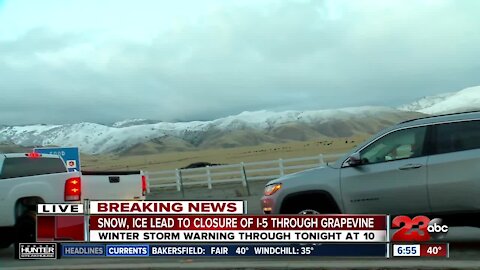 Snow, and ice lead to closure of I-5 through The Grapevine