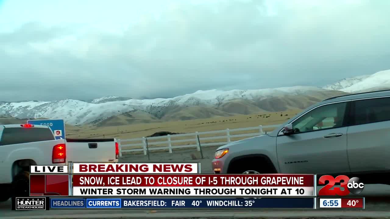 Snow, and ice lead to closure of I-5 through The Grapevine