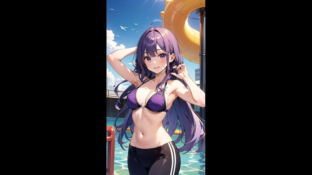 AI Lookbook Anime Beauty - Sexy Girl Is Wearing Bikini and Water Leggings in the Waterpark(18+)