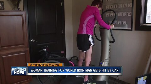 Woman training for Iron Man overcomes after being hit by car