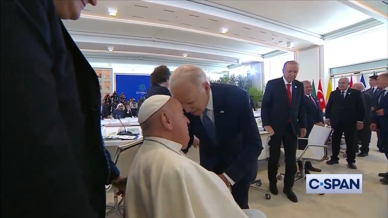 At the G7 Summit in Italy, Joe Biden rubbed his forehead against Pope Francis, who seemed uneasy