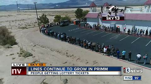 powerball line in primm with drone