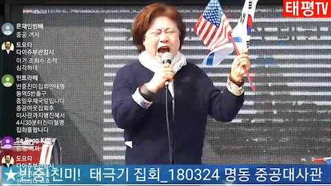 ★[서울 12차-1부] 반중!친미 태극기대반격 구국투어 (태투!) [태평TV] 180324 토 2pm 명동 중공대사관 앞