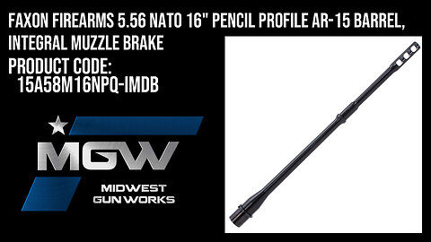 Faxon Firearms 5.56 NATO 16" Pencil Profile AR-15 Barrel, Integral Muzzle Brake - 15A58M16NPQ-IMDB