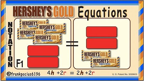 F NOTATION HERSHEY'S GOLD 4h+2r=2h+3r _ SOLVING BASIC EQUATIONS _ SOLVING BASIC WORD PROBLEMS