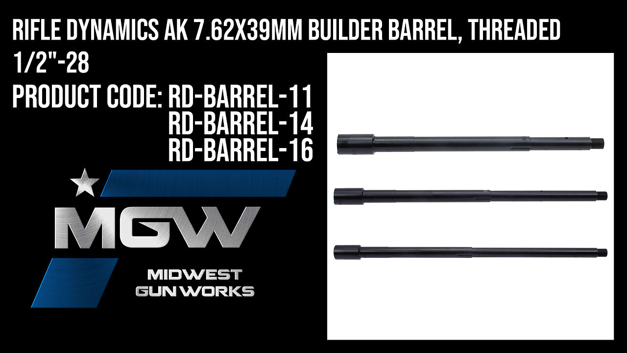 Rifle Dynamics AK 7.62x39mm Builder Barrel, Threaded 1/2"-28