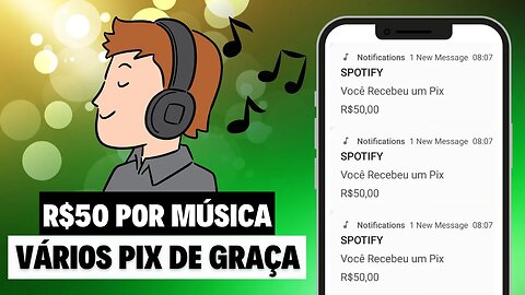 🎵 R$50 POR MÚSICA - APP que PAGA no PIX para OUVIR MÚSICAS igual SPOTIFY | App Para Ganhar Dinheiro