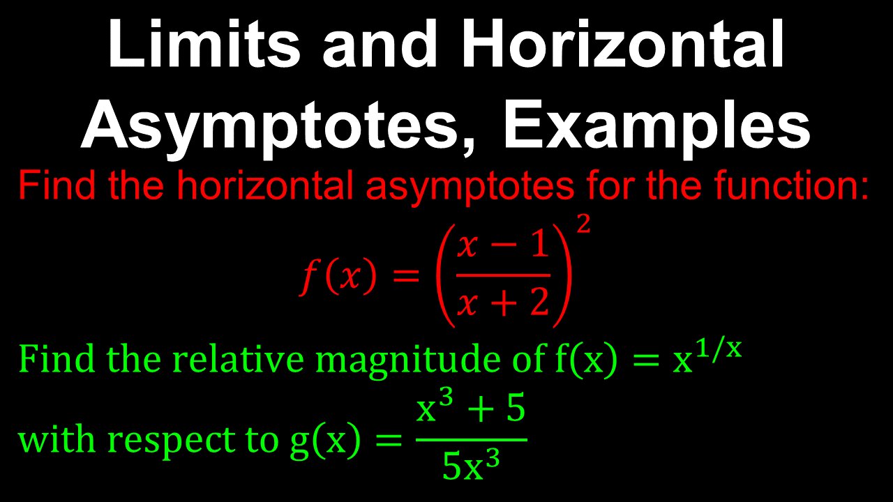 Connecting Limits at Infinity and Horizontal Asymptotes, Examples - AP Calculus AB/BC