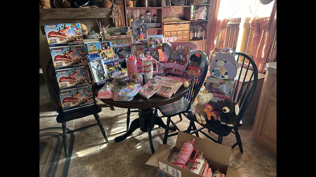 Santa giving gifts to the children