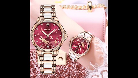 Watch for Women luxury Automatic Mechanical butterfly ceramics with Stainless Steel lady watch