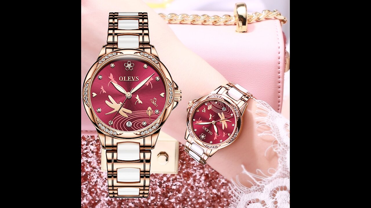 Watch for Women luxury Automatic Mechanical butterfly ceramics with Stainless Steel lady watch