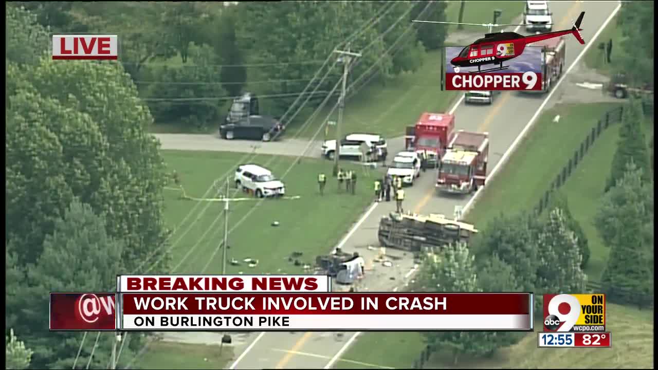 Chopper 9 Exclusive: Truck crash on Burlington Pike near Vice Lane