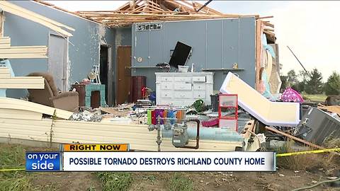 Tornado throws woman and child from home in Richland County