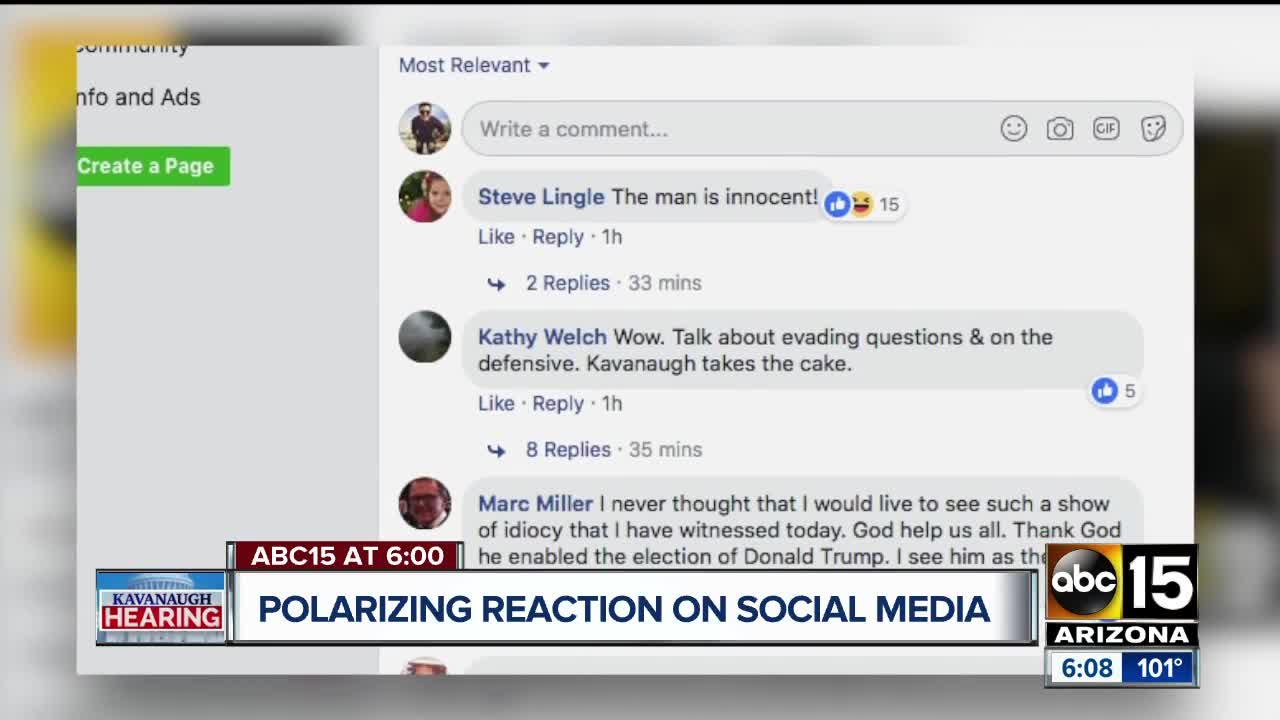 Social media reaction pouring in after Kavanaugh hearing