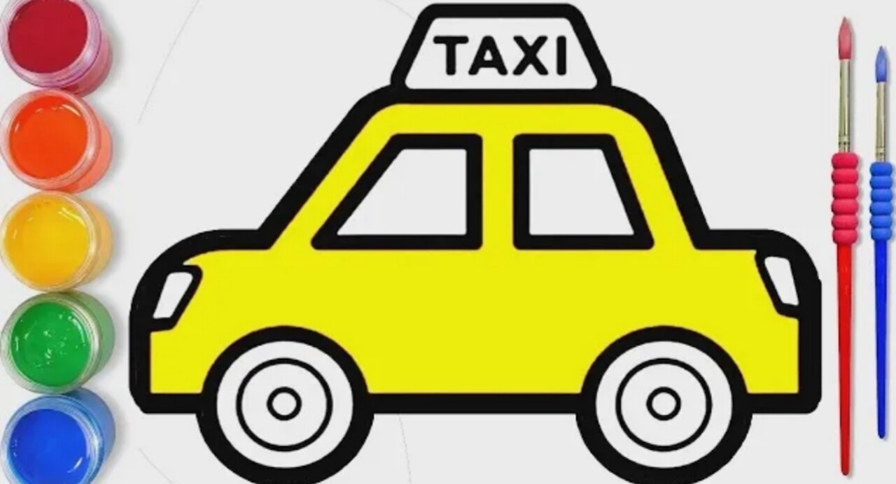 How to Draw easy cute Taxi || Taxi drawings for Kids Step by Step easy