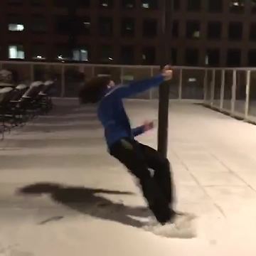 "Man Spins Around Light Pole and Falls on His Back"