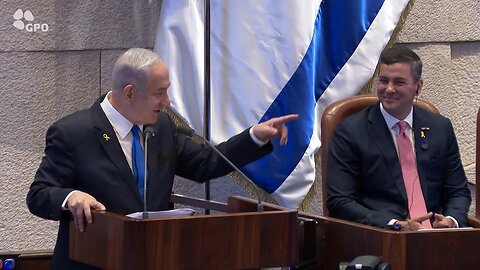 Netanyahu en una sesión especial de la Knesset en honor del Presidente paraguayo Santiago Peña