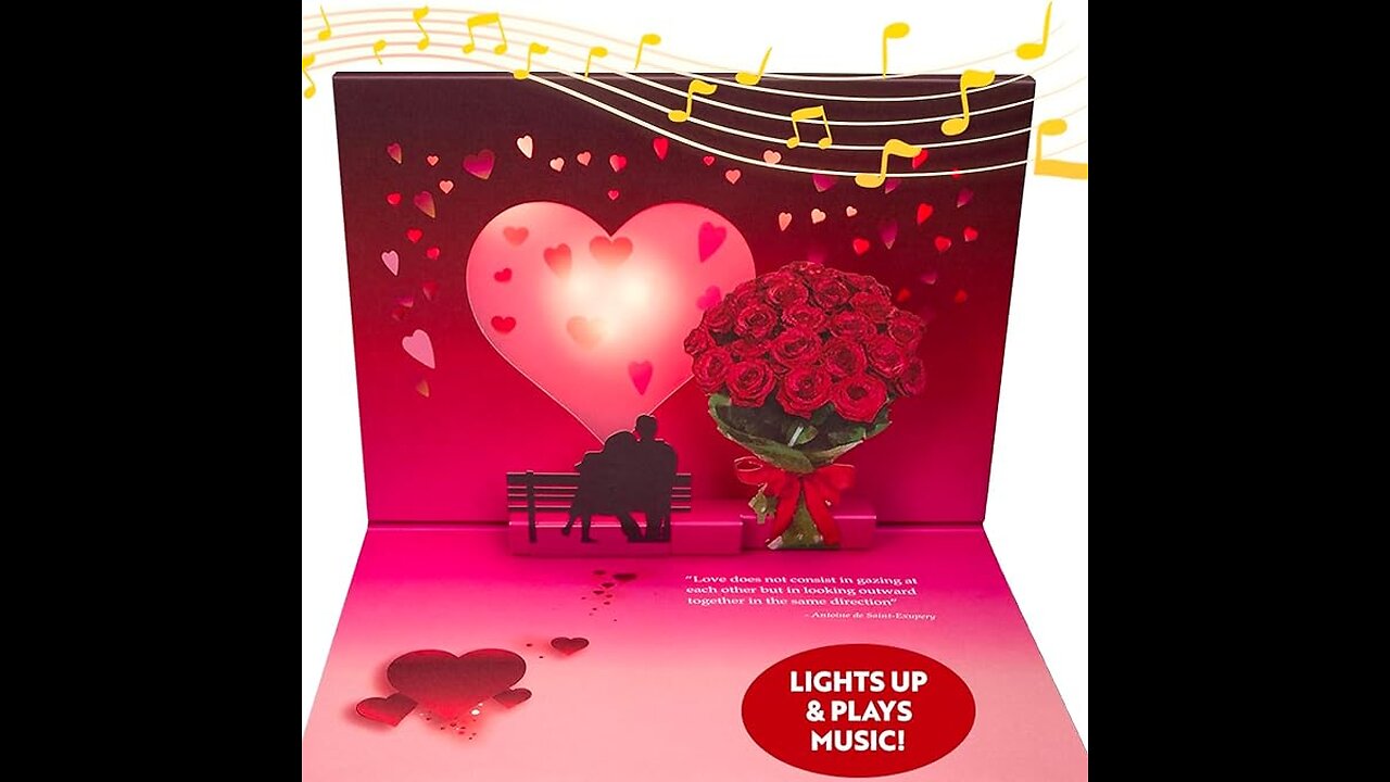 Valentines Day Card Plays Music from 'Unchained Melody' - Romantic Happy Valentines Card