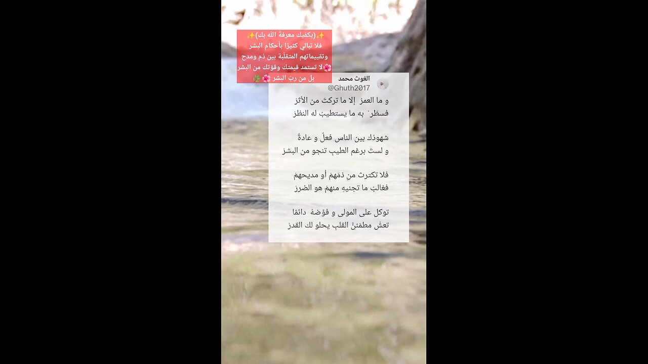 اتّصالك الدّائم باللّه يعطيك طمأنينة ويبلسم آلامك من غدر البشر ✨