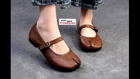 Retro Handmade Comfortable Flat Genuine Leather Split Toe Soft Sole Shoes