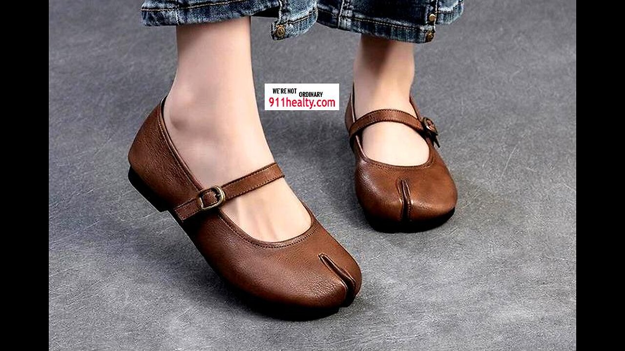 Retro Handmade Comfortable Flat Genuine Leather Split Toe Soft Sole Shoes