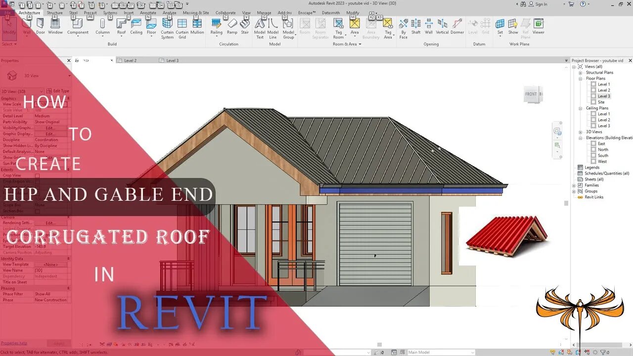 how to create Hip and gable end roof in Revit ] part 2]